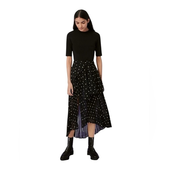 Maje Dresses & Skirts - Maje Rivoli Micro-Floral Embroidered Midi Black Dress French Size 38, US Size S